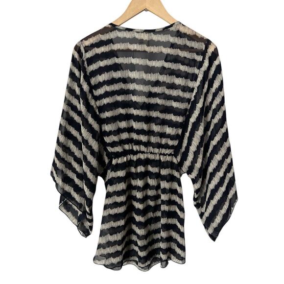 Birdcage Blue Stripe Semi Sheer Swim Cover Large - Picture 2 of 4